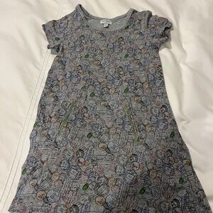 Crewcuts Gray Dress with Multicolor Travel Stamp Print